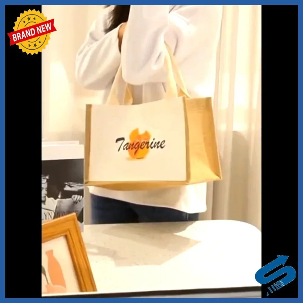 Jute Tote Bags Set of 6 Reusable Grocery Shopping Beach Wedding Travel